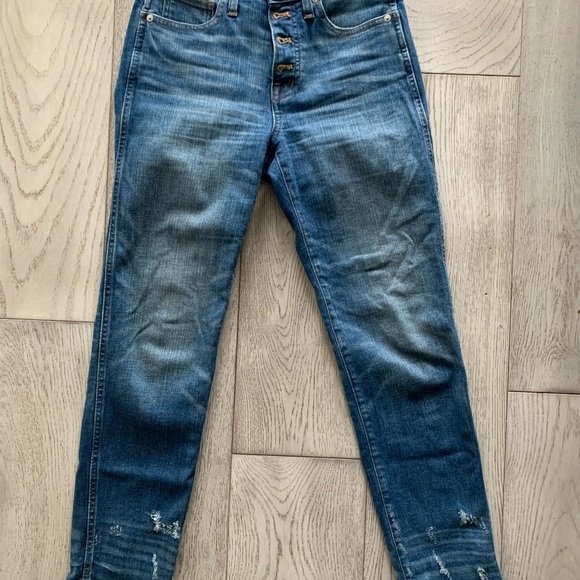 Madewell Slim Straight Button Fly Distressed Edition - Picture 3 of 8